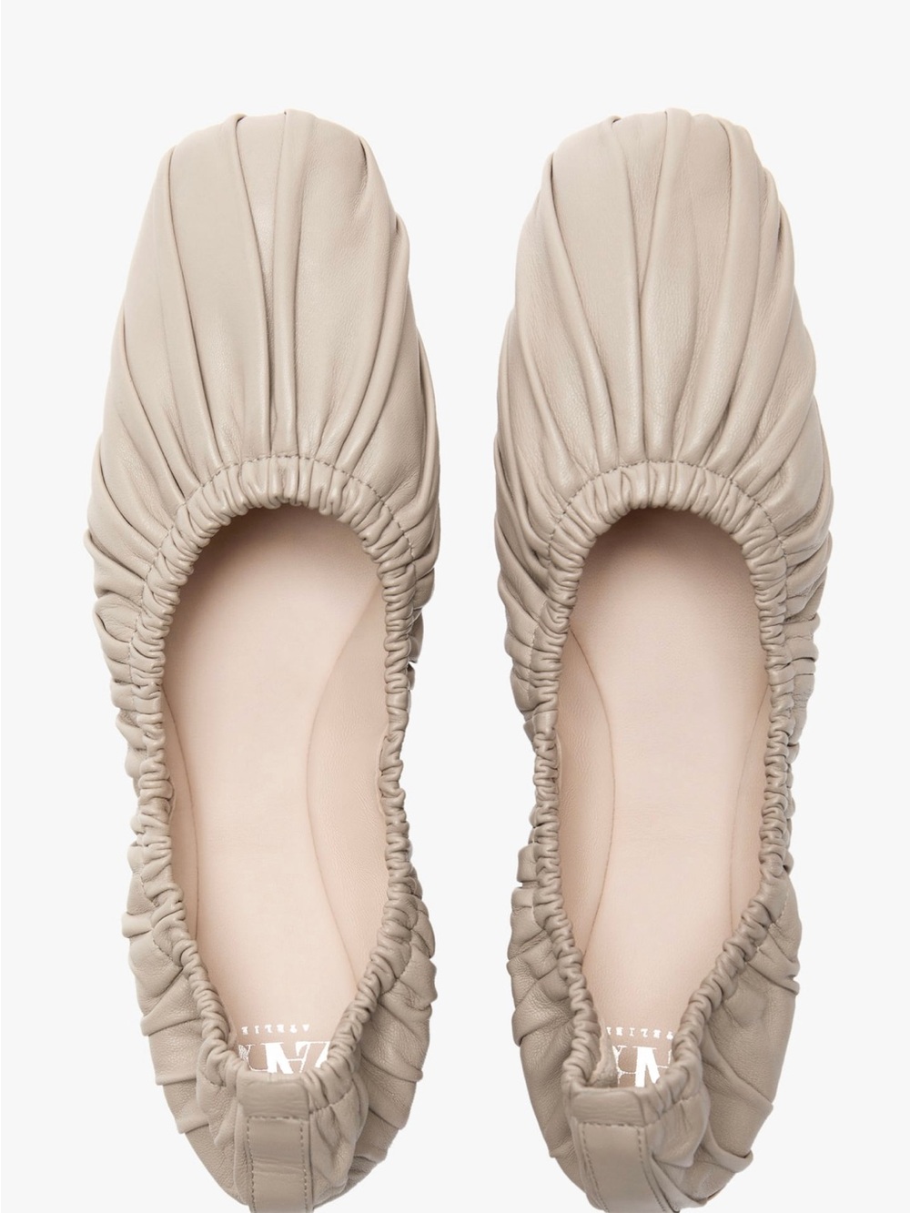 ZARA Pleated Ballet Leather Flats MADE IN SPAIN (Sz 37)